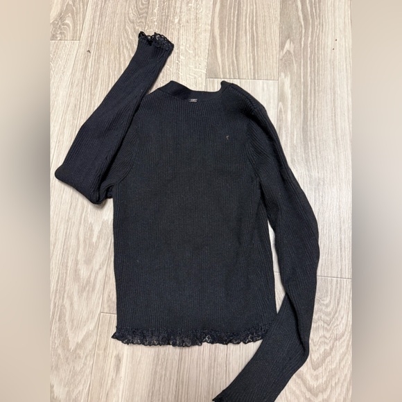 NWT For Love And Lemons Black Ribbed cropped Cardigan Medium - Picture 5 of 5